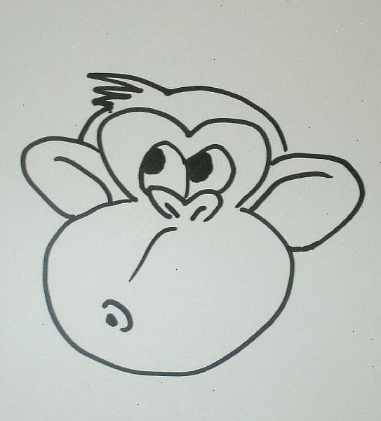 Hoe maak je een cartoon aap gezicht trekken. Teken een ellips en drie cirkels op de top van het.