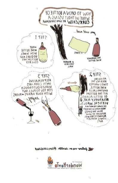 Hoe een fles wijn openen zonder kurkentrekker. Wikkel de bodem van de fles in een handdoek.