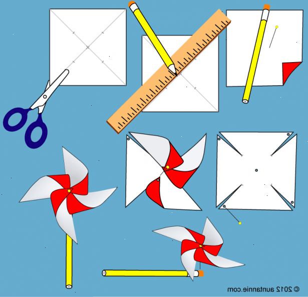 Hoe maak je een Pinwheel maken. Knip een stuk van normaal papier in een 7x7-inch / 17 0,5 x17.5-cm vierkant.