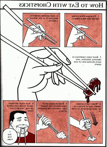 Hoe om te eten met stokjes. Pak de eerste eetstokje met de middelvinger en duim.